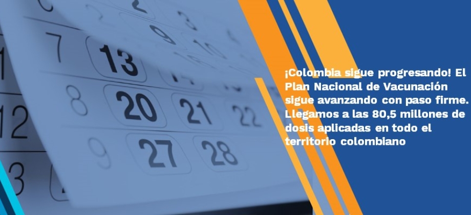 ¡Colombia sigue progresando! El Plan Nacional de Vacunación sigue avanzando con paso firme. Llegamos a las 80,5 millones de dosis aplicadas en todo el territorio colombiano