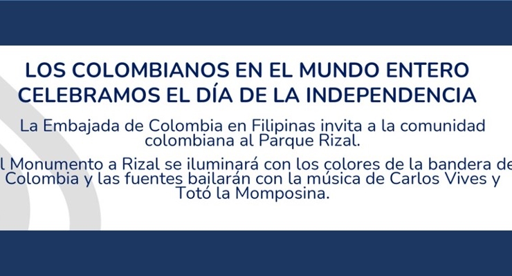 Conmemora nuestro Día de la Independencia con la Embajada de Colombia en Filipinas